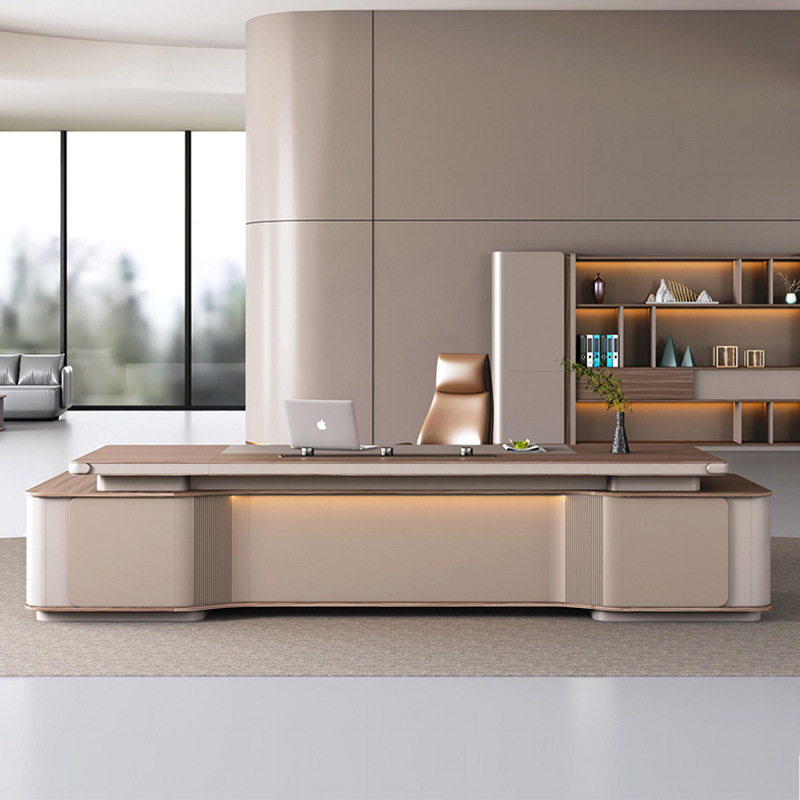 Model: DBT005 Modern Voice-Control Light Strip Boss Combinație de birou și dulap, priză multifuncțională, birou Boss elegant și ușor de lux.